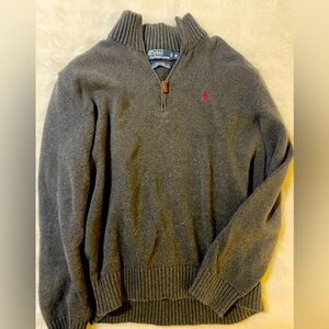 Polo Ralph Lauren men's quarter-zip pullover sweater cotton grey size M